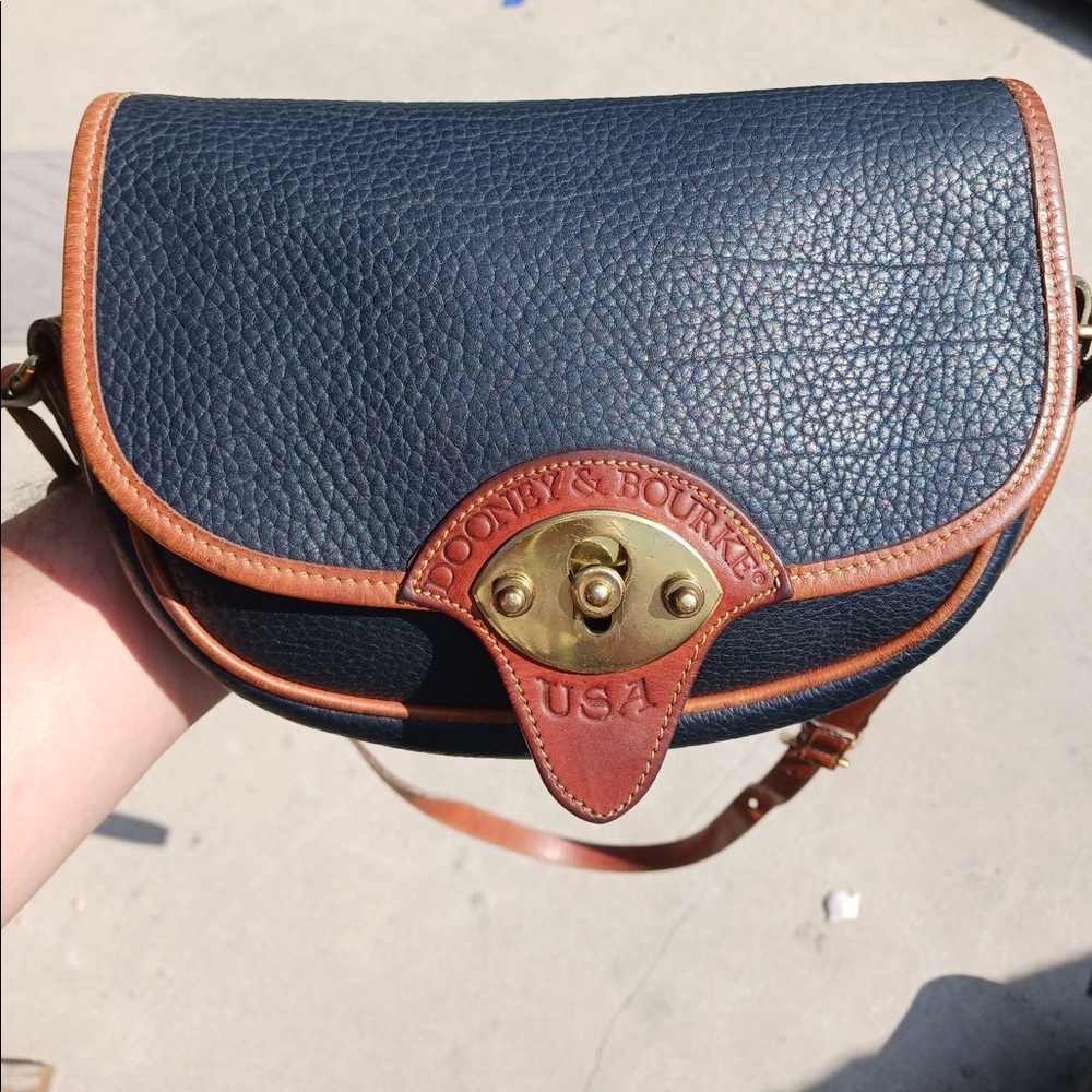 Dooney and Bourke Vintage Leather Calvary Crossbody NAVY BLUE